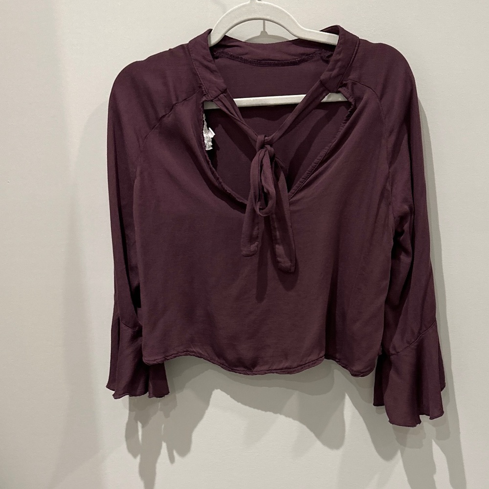 eggplant satiny crop top